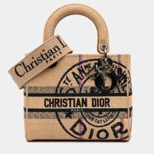 Dior Beige/Black Medium Canvas Jute Embroidered Lady D Lite