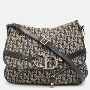 Dior Black Diorissimo Canvas and Leather CD Logo Flap Messenger Bag