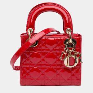 Dior Red Mini Patent Cannage Lady Dior