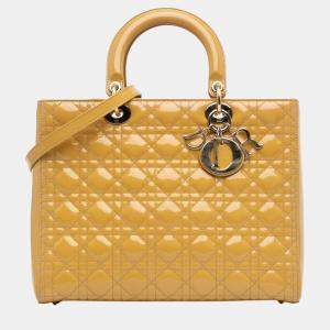 Dior Yellow Large Patent Cannage Lady Dior