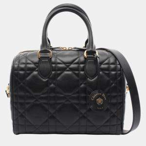 Christian Dior Black Leather Groove 25 Macrocannage Handbag