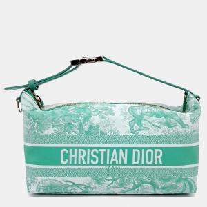 Dior Green White Fabric Dioliviera Travel Nomad Medium Pouch