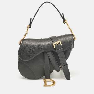 Pre Owned Dior Black Leather Mini Saddle Bag