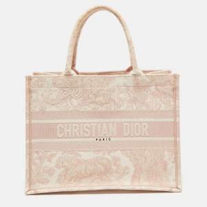 Dior Pink Embroidered Canvas Small Dioriviera Toile De Jouy Book Tote 