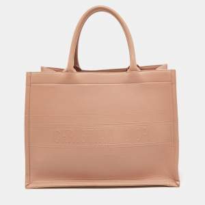 Pre Owned Dior Dusty Pink Leather Medium Book Tote