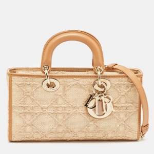 Dior Tan/Natural Cannage Straw Medium Lady D-Joy Tote