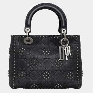 Christian Dior Medium Calfskin Cannage Studded Supple Lady Dior Bag