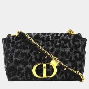 Dior Black/Grey Velvet and Canvas   Shoulder Bag
