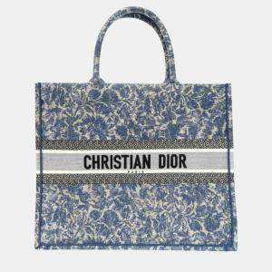 Dior Blue  Canvas Book Tote Large  Tote Bag