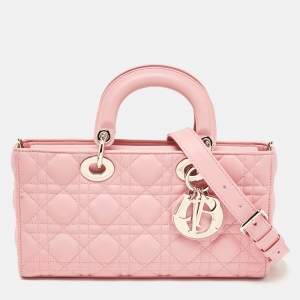 Pre Owned Dior Pink Cannage Leather Medium Lady D-Joy Tote