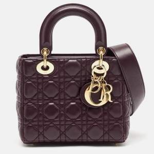 Pre Owned Dior Purple Cannage Leather Small Lady Dior My ABCDior Bag
