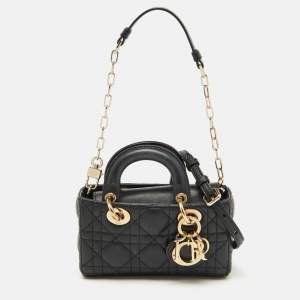 Dior Black Cannage Leather Micro Lady D-Joy Bag