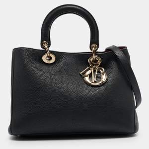 Dior Black Leather Medium Diorissimo Shopper Tote