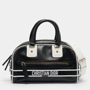 Dior Black/White Leather and Rubber Small Vibe Satchel