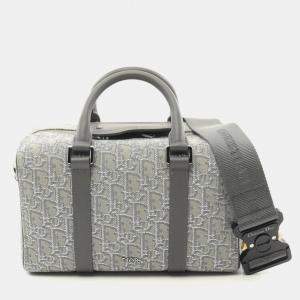 Dior Gray Canvas Leather Lingot 26 Handbag