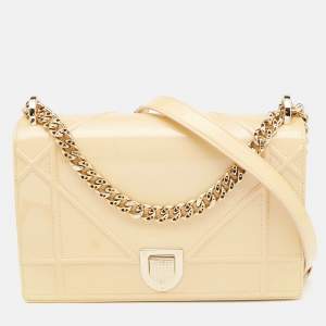 Dior Cream Patent Leather Medium Diorama Shoulder Bag