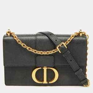 Dior Dark Grey Leather Small 30 Montaigne Flap Shoulder Bag