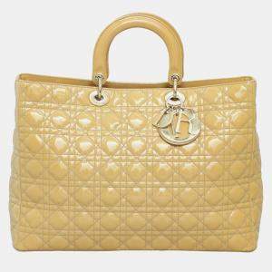 Christian  Dior Beige Patent Leather Extra Large Lady Dior Bag