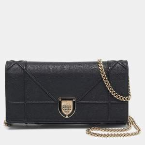 Dior Black Leather Diorama Chain Clutch
