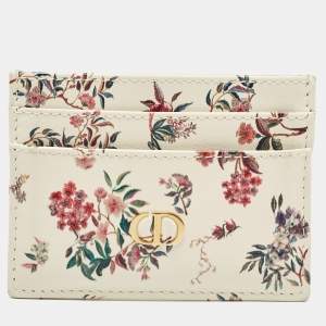 Pre Owned Dior Multicolor Floral Print Leather Caro Card Holder