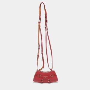 Pre Owned Dior Red Leather Bondage Crossbody Bag