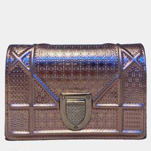 Christian Dior Pink Metallic Mirco Cannage Baby Diorama Bag