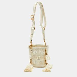 Dior Beige/Gold Rêve d'Infini Embroidery Canvas Small D-Bubble Bucket Bag
