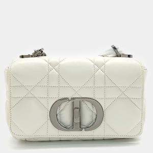 Dior White Leather Caro Small Bag