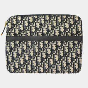 Dior Gray Navy Trotter Clutch Bag