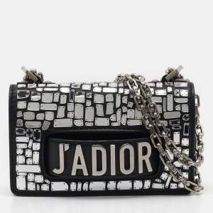 Pre Owned Dior Black Leather Mosaic of Mirrors Mini J'Adior Shoulder Bag