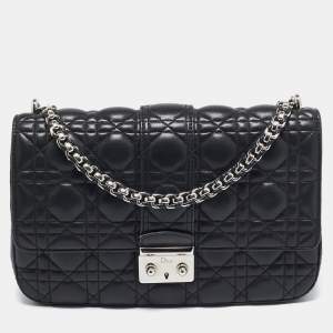 Pre Owned Dior Black Cannage Leather Miss Dior Flap Bag