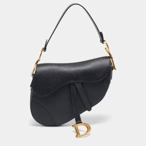 Pre Owned Dior Black Leather Saddle Bag