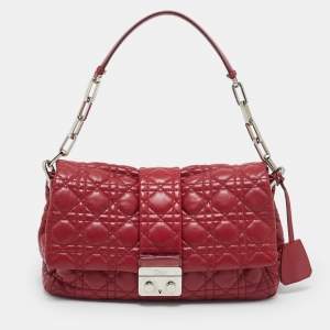 Dior Red Cannage Leather New Lock Flap Shoulder Bag