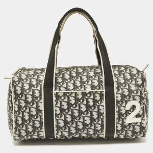 Dior Black Diorissimo Coated Canvas and Patent Leather Girly Boston Bag