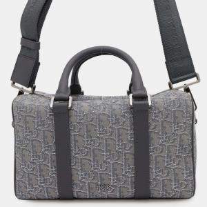 Dior Gray Jacquard Calf Leather Travel Shoulder Bag 