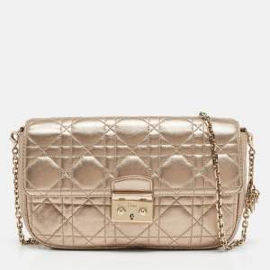 مملوكة مسبقًا Dior Gold Cannage Leather Miss Dior Promenade Chain Clutch