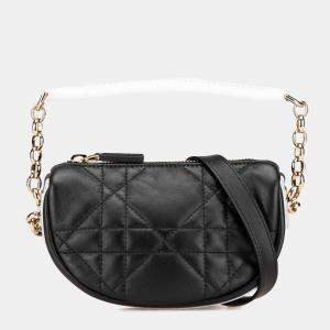 Dior Black Lambskin Leather Micro Cannage Vibe Satchel Bag