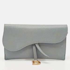 Dior Light Blue Leather Saddle Pouch