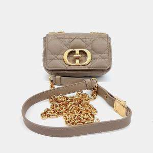 Dior Beige Leather Micro Caro Bag
