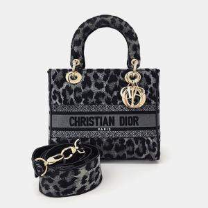 Dior Grey Canvas Lady D-Lite Medium Tote Bag