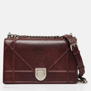 Dior Burgundy Leather Medium Diorama Flap Bag
