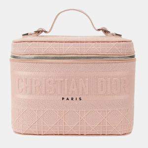 Dior Light Pink Canvas D Lite Vanity Case Bag