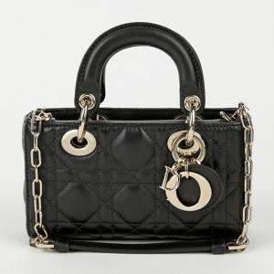 Dior Micro Black Lambskin Lady D-Joy Tote 