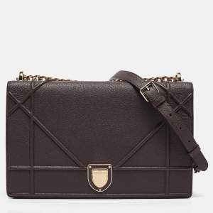 Dior Burgundy Leather Large Diorama Flap Shoulder Bag