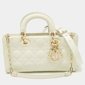 Dior White Cannage Leather Medium Lady D-Joy Tote
