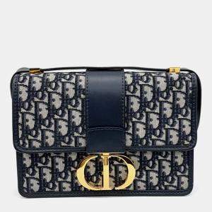 Dior Navy Blue Fabric Oblique 30 Montaign Bag