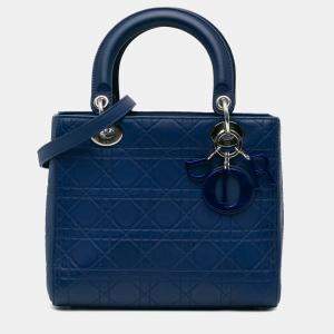 Dior Blue Medium Ultra Matte Calfskin Cannage Lady Dior