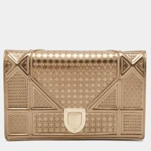 Dior Gold Leather Diorama Wallet on Chain