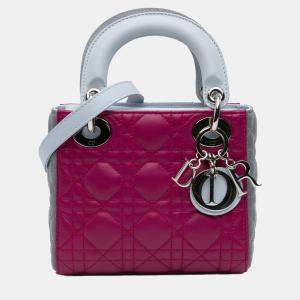 Dior Pink Mini Tricolor Lambskin Cannage Lady Dior