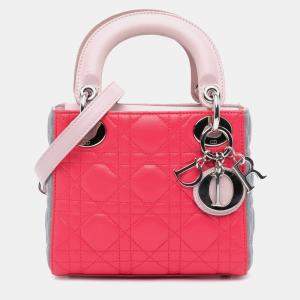 Dior Pink Mini Tricolor Lambskin Cannage Lady Dior Bag